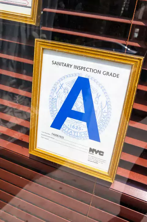 NYC sanitary inspection grade